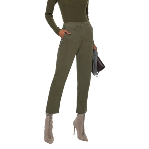 Rag&Bone Ashlyn Chino Army Green Cotton Relaxed Fit Pants Size 26 NWT - Picture 1 of 8
